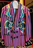 Gucci Pink Black Striped Crystal Embellished Dragon Jacket Sz 52