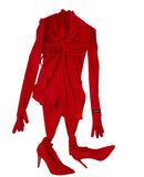 Richard Quinn Red Gloved Jumpsuit Heels Sz 8