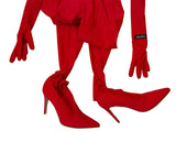 Richard Quinn Red Gloved Jumpsuit Heels Sz 8