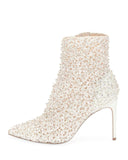 Rene Caovilla Embellished White Beaded Boots Sz 38.5