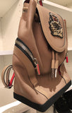 Christian Louboutin Explorafunk Studded Taupe Leather Backpack