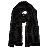 Moschino Black Sheer Logo Velvet Scarf
