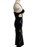 Lieblein Design Mode Vintage Gold Beaded Cut Out Dress SZ med