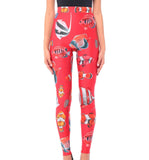 Dolce and Gabbana Red Fish Print Leggings Sz 38