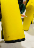 Versace Yellow Satin Platform Pumps Sz 38.5