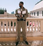 Versace Greca Print Striped Track Jacket Sz XLarge