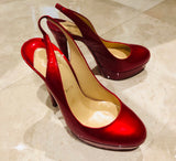 CHRISTIAN LOUBOUTIN Red Slingback Platform Pumps Sz 38.5
