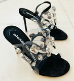 Alexander Wang Clear Kaia Jeweled Slingback Sandals 38