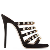 Giuseppe Zanotti Gold Stud Crystal Satin Heels Sz 38.5