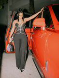 AREA Black Crystal Cut Out Corset Top Sz 2