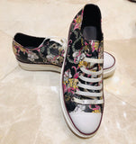 Roberto Cavalli Floral Low Leather Sneakers Sz 44