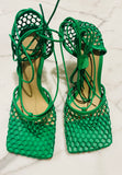 Bottega Veneta Stretch Leather Green Pumps Sandals Sz 38