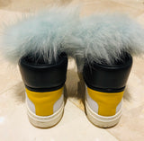Fendi Karlito Leather Monster Aquamarine Sneakers Sz 38