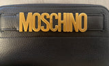 Moschino Black Pebbled Leather Zip-Around Wallet