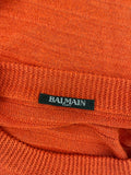 Balmain Orange Button Shoulder Sweater Sz L