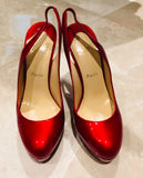 CHRISTIAN LOUBOUTIN Red Slingback Platform Pumps Sz 38.5