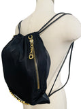 Moschino Milano Nylon Gold/Black Logo Backpack