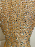Charbel Zoe Nude Crystal Custom Couture Mini Dress Sz Sm