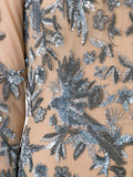 Zuhair Murad Gunmetal Nude Embellished Formal Dress Sz Sm