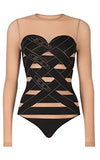 Wolford Nude Black Buckle Bodysuit Sz XS