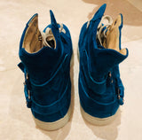 Christian Louboutin Blue Suede Buckle Sneakers Sz 45.5