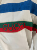 Gucci White Tri Color Striped Denim Jacket Sz 46