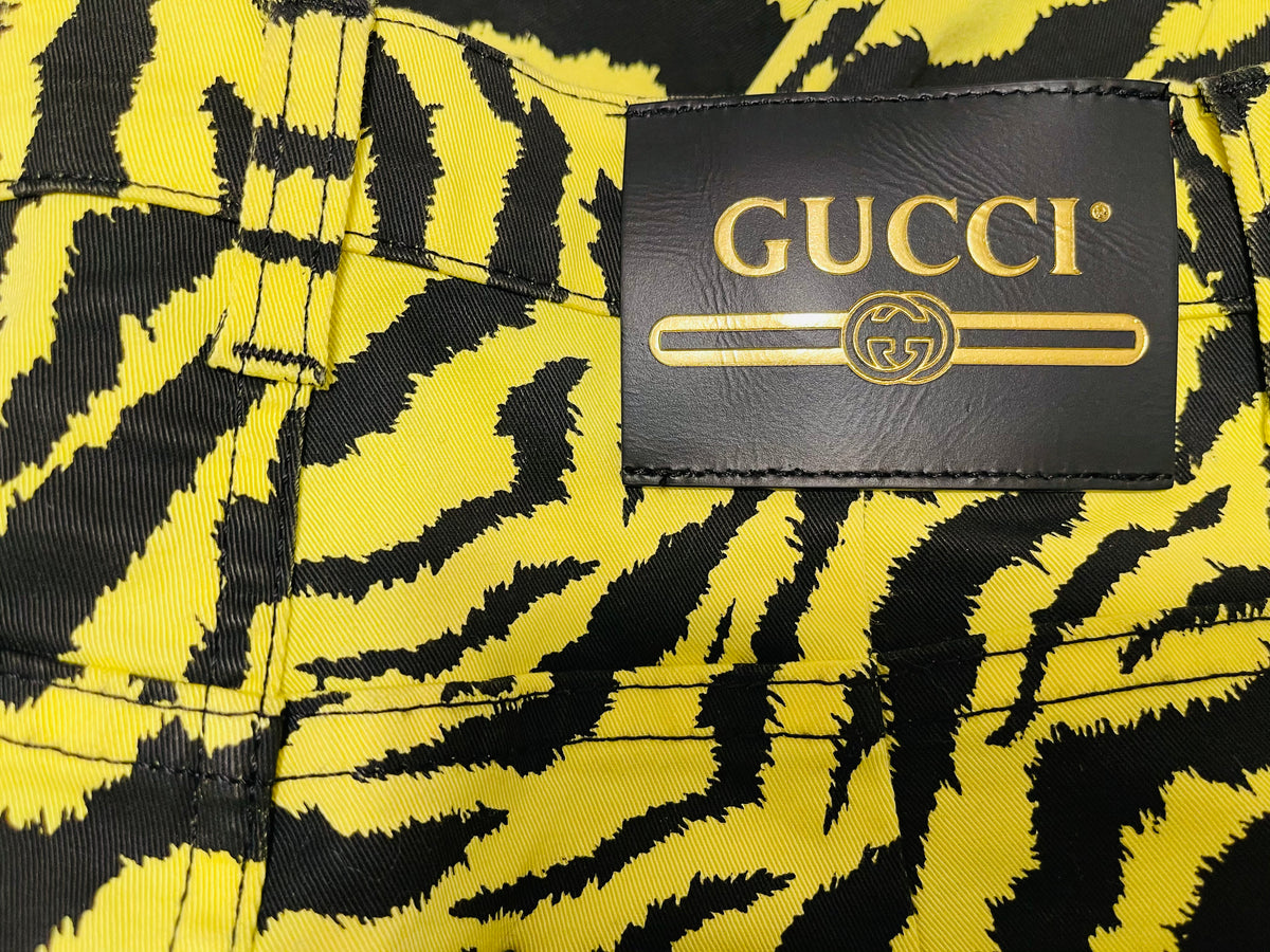 Gucci Yellow and Black Tiger Stripe Print Cotton T-Shirt XS Gucci