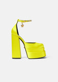 Versace Yellow Satin Platform Pumps Sz 38.5