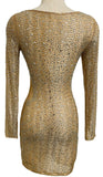 Charbel Zoe Nude Crystal Custom Couture Mini Dress Sz Sm