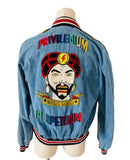 Gucci Magic Privilegium Perpetuum Denim Bomber Jacket SZ XL