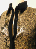 Aryn K Gold/Black Sequin Sheer Shirt Sz XS