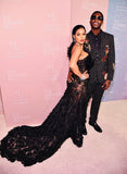 Charbel Zoe Black Lace Custom Couture Gown Sz XSm