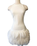Elizabeth & James White Feather Dress Sz 2