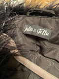 Julia and Stella Black Ostrich Feather Cropped Jacket Sz Sm