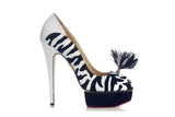 Charlotte Olympia Zelda Zebra Print Trompe L’oeil Pump Sz 38.