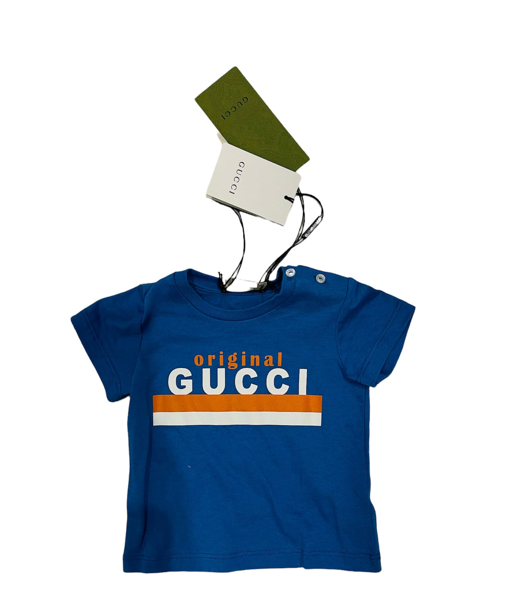 Gucci Blue Logo T-shirt Sz 3/6 Months – Wopsters Closet