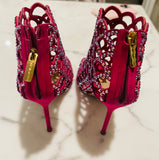 Sergio Rossi Pink Mermaid Crystal Booties Sz 37.5