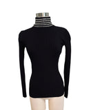 Alexander Wang Black Crystal Turtleneck Top Sz sm