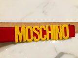 Moschino Fast Food Leather Logo Belt Sz 38