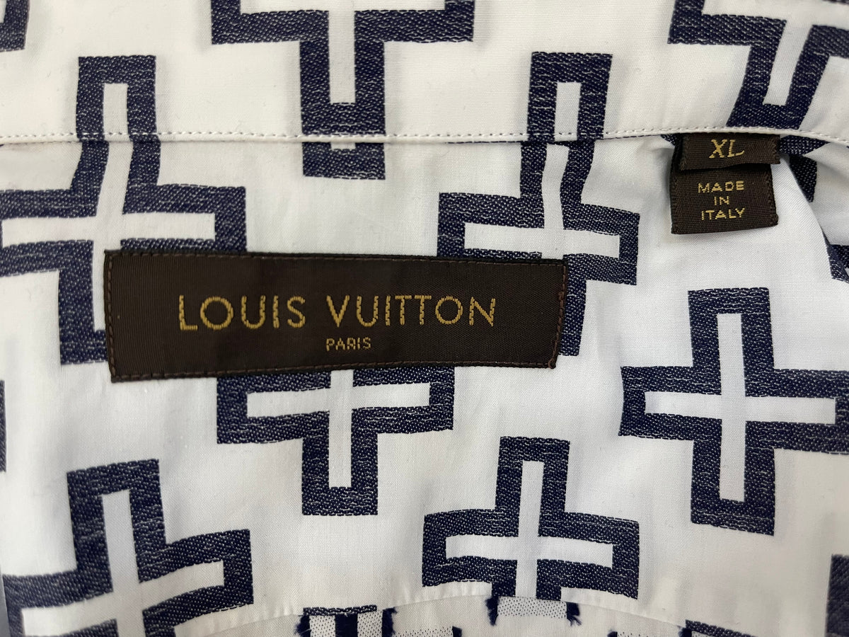 Louis Vuitton White Cross Button Down Shirt Sz XL – Wopsters Closet