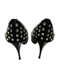 Giuseppe Zanotti Black Crystal Peep Toe Heels Sz 37.5