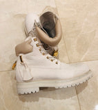 Buscemi Lace Up Leather Site Boots White Sz 45/12