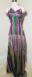 Caroline Constas Striped Multicolored Maxi Dress Sz Sm