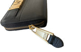 Moschino Black Pebbled Leather Zip-Around Wallet