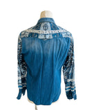 Dolce & Gabbana Denim Silk Printed Sleeved Shirt Sz 52