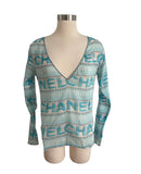 Chanel Vintage Logo V Neck Tunic Top Sz S/M