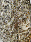 Designer Gold Sequin Beaded Dress Gown Sz Small