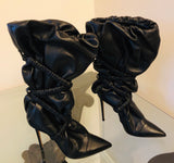 Alexandre Vauthier Dune Black Leather Ankle Boots Sz 39