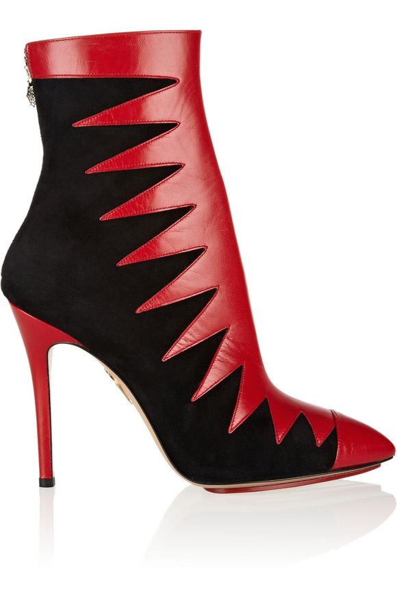 Charlotte Olympia Hazel Red/ Black Ankle Boots Sz 38.5