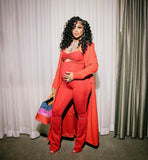 Designer Red Cutout Jumpsuit Sz med